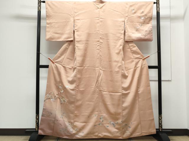 平和屋着物▼訪問着 手描き 休み鳥 枝花文 暈し染め 金彩 正絹 逸品 CABA6436th