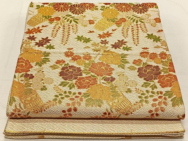 Rakuten - 平和屋着物◎佐賀錦　六通柄袋帯　草花文　金糸　正絹　逸品　CAAT8835qv