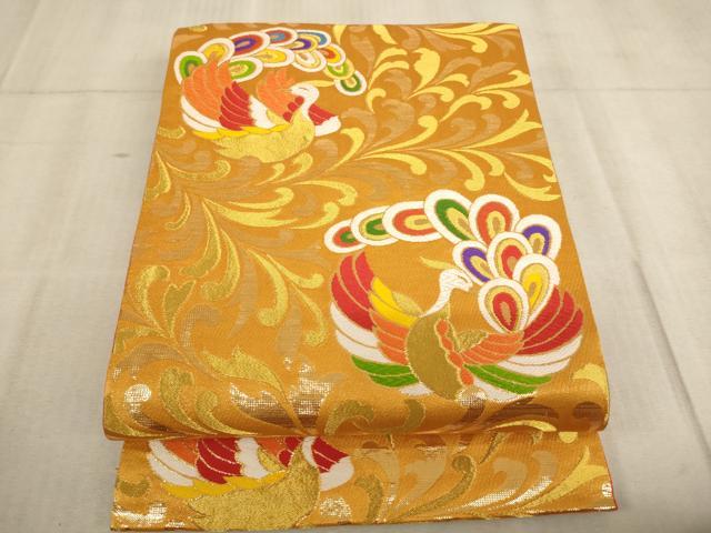 平和屋着物∵子供 全通柄袋帯 唐織 鳳凰文 引き抜き帯 金糸 逸品 AABE2157ja