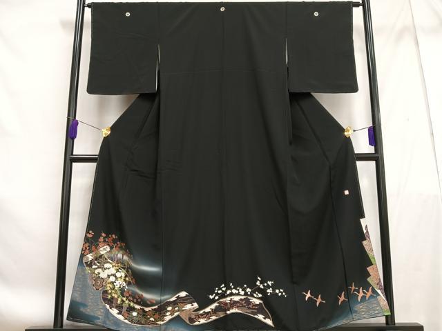 平和屋着物■豪華黒留袖　泰常　絵巻花車文　暈し染め　金彩　正絹　逸品　未使用　AABF1200oa