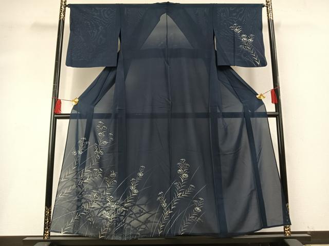 Rakuten - 平和屋着物＊夏物　訪問着　絽　手描き　草花文　暈し染め　銀彩　正絹　逸品　AABF5739fy