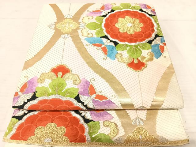 平和屋着物◎六通柄袋帯　唐織　正倉院花文　金銀糸　正絹　逸品　AAAU9936yx