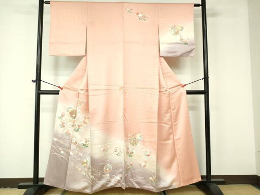 平和屋着物■訪問着 雪輪草花文 暈し染め 金彩 正絹 逸品 DAAQ8302sf 平和屋着物■訪問着 雪輪草花文 暈し染め 金彩 正絹 逸品 DAAQ8302sf
