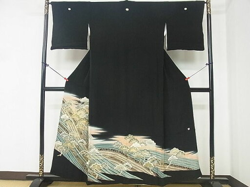 平和屋着物■豪華黒留袖 作家物 駒刺繍 立波松文 金銀彩 逸品 DAAA1685du 平和屋着物■豪華黒留袖 作家物 駒刺繍 立波松文 金銀彩 逸品 DAAA1685du