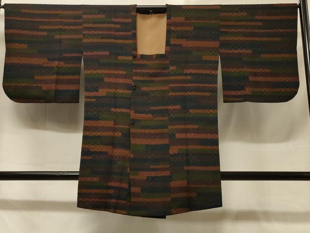 平和屋着物＃道行コート　横段文　正絹　逸品　CABD1396in