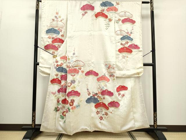 平和屋着物■豪華振袖　総刺繍　花松文　金銀糸　正絹　逸品　DAAZ5983ea