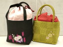平和屋本店●和装小物 和装バッグ2点 ハンドバッグ 刺繍 花柄 桜 蝶 金糸 ちりめん 逸品 AAAT3570ay