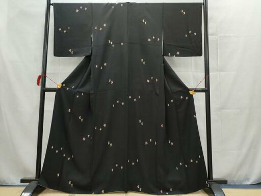 平和屋着物■上質な小紋 人物文 舞踊 黒地 正絹 逸品 AAAT5946ru 平和屋着物■上質な小紋 人物文 舞踊 黒地 正絹 逸品 AAAT5946ru