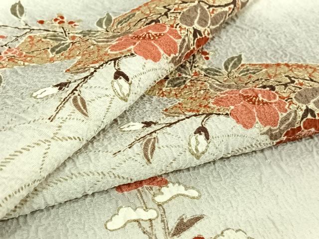 平和屋着物▽上質な小紋　単衣　枝花文　暈し染め　金彩　正絹　逸品　AABF0996jh