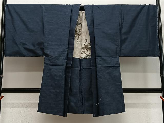 平和屋着物∞男性　長羽織　本場大島紬　80亀甲　総詰め　正絹　逸品　未使用　CABD4649ua