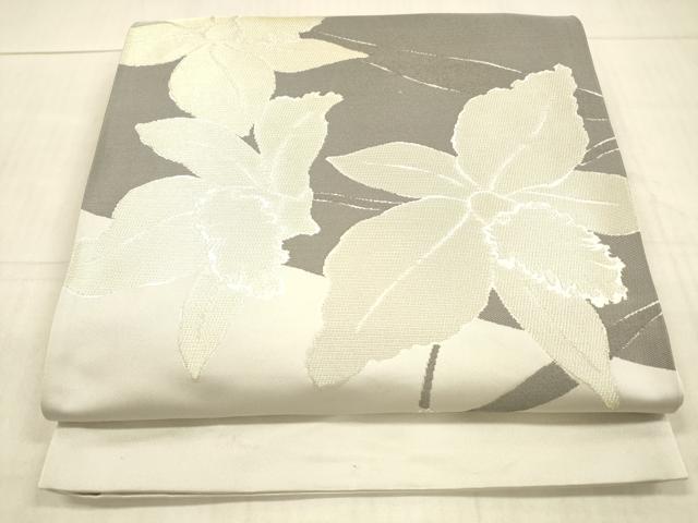 平和屋着物●世界的人形師　辻村寿三郎　ジュサブロー　六通柄袋帯　草花文　銀糸　上代28万　正絹　逸品　DAAX0094cm