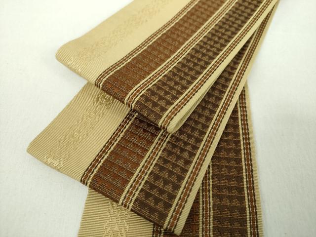 Obi - 平和屋着物●男性　本場筑前博多織　両面　角帯　献上　間道　正絹　逸品　DABE5221ps