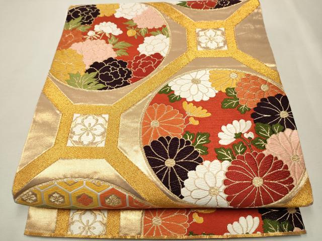 Rakuten - 平和屋着物■六通柄袋帯 唐織 蜀江花丸文 金糸 正絹 逸品 CAAR7709hy