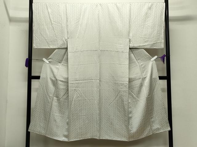 平和屋着物●男性　色紋付　檜垣地紋　灰黄緑色　正絹　逸品　未使用　CABC8312gh