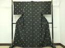平和屋本店■極上 キモノデザイナー 斉藤上太郎 小紋 七宝花文 黒地 金彩 逸品 CZAA2294s5