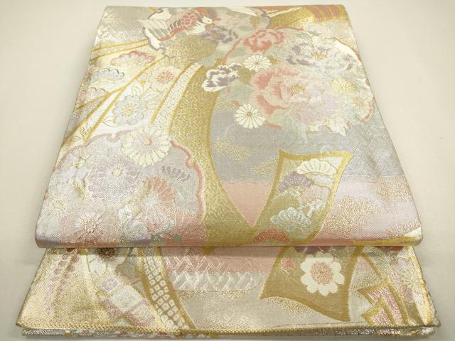 平和屋着物◎佐賀錦　六通柄袋帯　束ね熨斗雪輪花文　鳳凰　金銀糸　正絹　逸品　DAAY6136ea