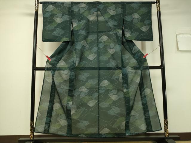 平和屋着物＊夏物　小紋　絽　渦巻き　洗える着物　CAAS0597vp