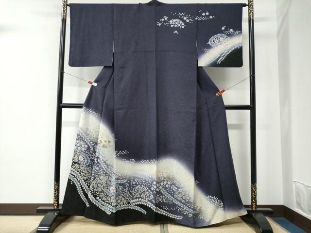 Kimono - 平和屋着物●訪問着　辻が花　暈し染め　銀通し地　正絹　逸品　CABC7192yc