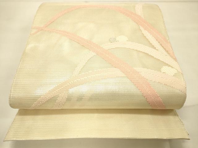 平和屋着物＊夏物　太鼓柄袋帯　露草文　銀糸　正絹　逸品　DAAS2667cm