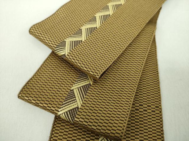 Obi - 平和屋着物●男性　本場筑前博多織　両面　角帯　間道　正絹　逸品　DABE5224ps