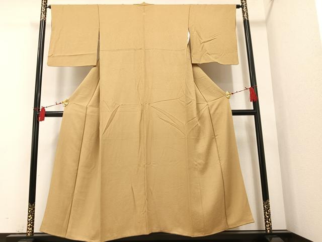 平和屋着物■上質な色無地 白茶色 正絹 逸品 AAAS4267ph