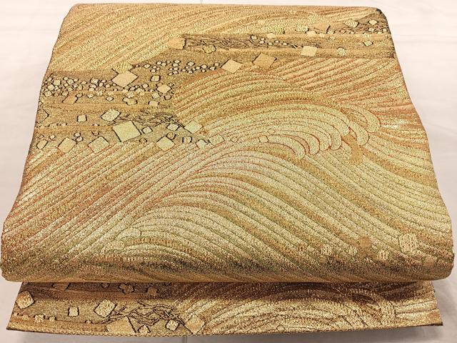 平和屋着物◎六通柄袋帯 立波箔散らし文 金糸 正絹 逸品 CAAR1691nb