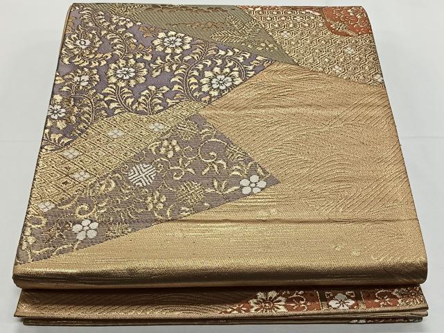 平和屋着物◎六通柄袋帯　唐織　切嵌花文　金糸　正絹　逸品　CAAY0953qv