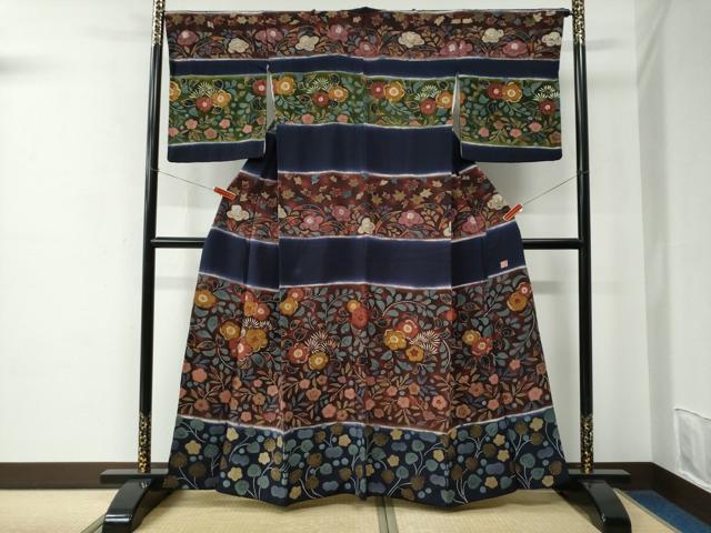 平和屋着物●訪問着　作家物　辻が花　暈し染め　鬼しぼ縮緬　正絹　逸品　CABC7189yc