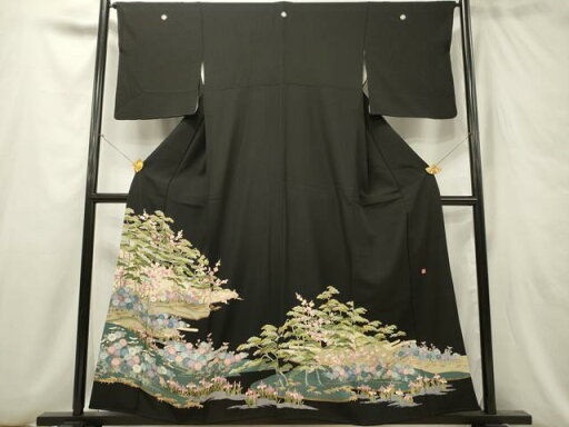平和屋着物■豪華黒留袖 友禅 作家物 風景文 松竹梅 正絹 逸品 DAAR3155zy 平和屋着物■豪華黒留袖 友禅 作家物 風景文 松竹梅 正絹 逸品 DAAR3155zy