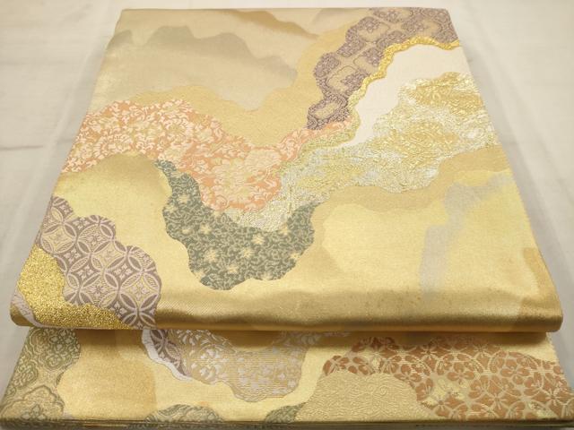平和屋着物◎六通柄袋帯　唐織　作家物　吉祥花文　金銀糸　正絹　逸品　AAAW9647dt