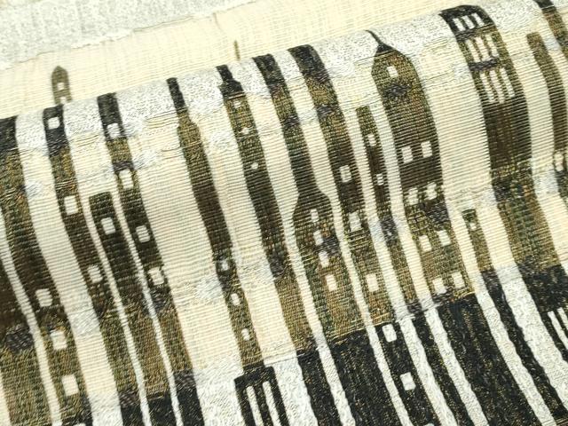 平和屋本店■極上　太鼓柄袋帯　織間道　摩天楼　ビル　風景文　金糸　逸品　CZAA2322s5