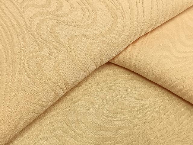 平和屋着物▽上質な色無地　単衣　流水地紋　蜂蜜色　正絹　逸品　AAAU8582fy