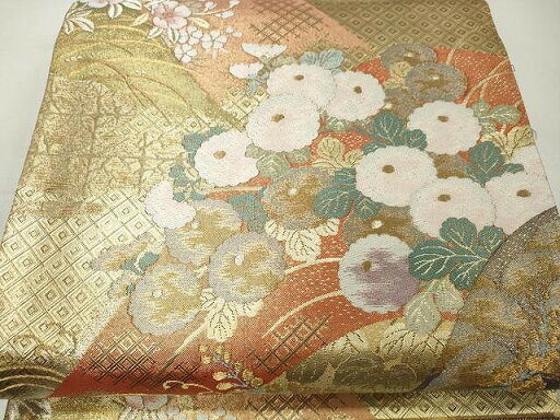 平和屋着物◎佐賀錦 六通柄袋帯 唐織 遠山吉祥文 金銀糸 正絹 逸品 CAAT2154yk 平和屋着物◎佐賀錦 六通柄袋帯 唐織 遠山吉祥文 金銀糸 正絹 逸品 CAAT2154yk
