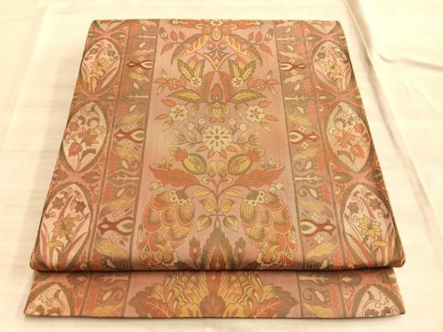 平和屋着物◎六通柄袋帯　更紗花間道　正絹　逸品　BAAO8513du