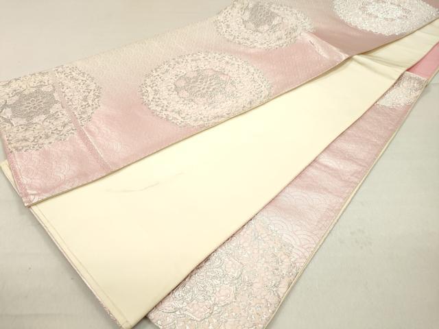 平和屋着物◎六通柄袋帯　青海波　吉祥丸文　銀糸　関西仕立て　正絹　逸品　CAAT0436dy