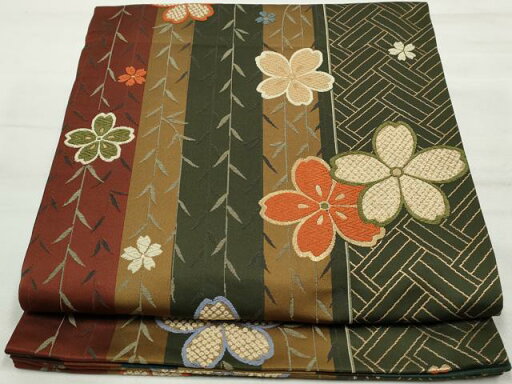 平和屋着物◎両面 六通柄袋帯 唐織 草花間道 金糸 正絹 逸品 DAAT2703qa 平和屋着物◎両面 六通柄袋帯 唐織 草花間道 金糸 正絹 逸品 DAAT2703qa
