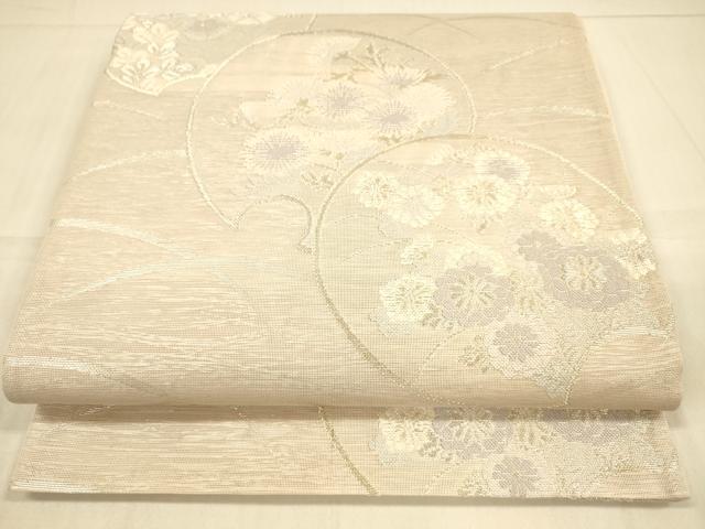 平和屋着物＊夏物　六通柄袋帯　草花文　金銀糸　正絹　逸品　DAAS2536cm