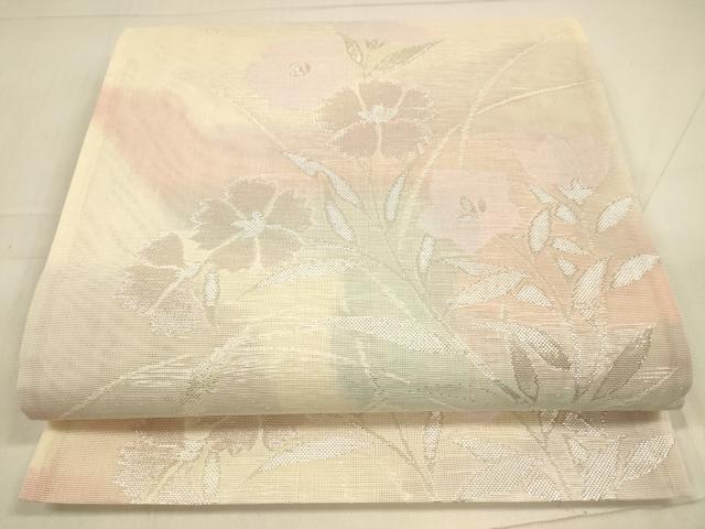 Rakuten - 平和屋着物＊夏物 六通柄袋帯 草花文 銀糸 正絹 逸品 DAAS2550cm