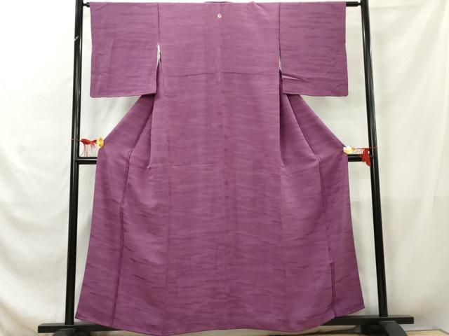 平和屋着物■上質な色無地　霞地紋　梅紫色　正絹　逸品　AAAZ6105cs