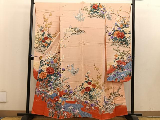 平和屋着物■豪華振袖 休み鳥花文 金彩 正絹 逸品 BAAV0669mz