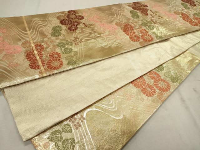 平和屋着物◎佐賀錦　六通柄袋帯　唐織　流水舞花文　金糸　正絹　逸品　CAAT4630in