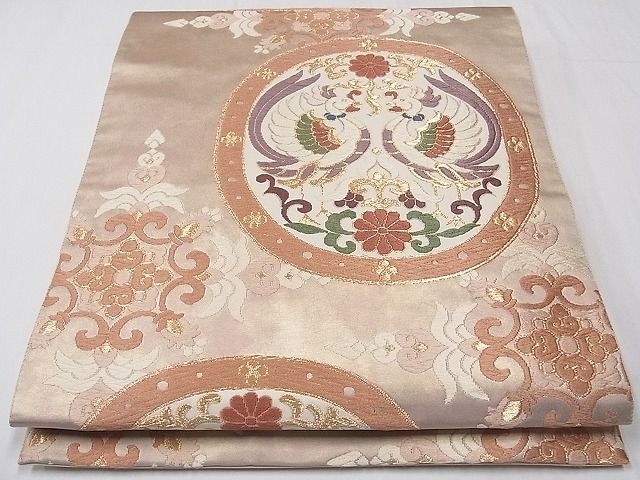乐天商城 - 平和屋着物■六通柄袋帯　唐織　絵皿向かい鳥花文　金糸　逸品　CAAA5158fb