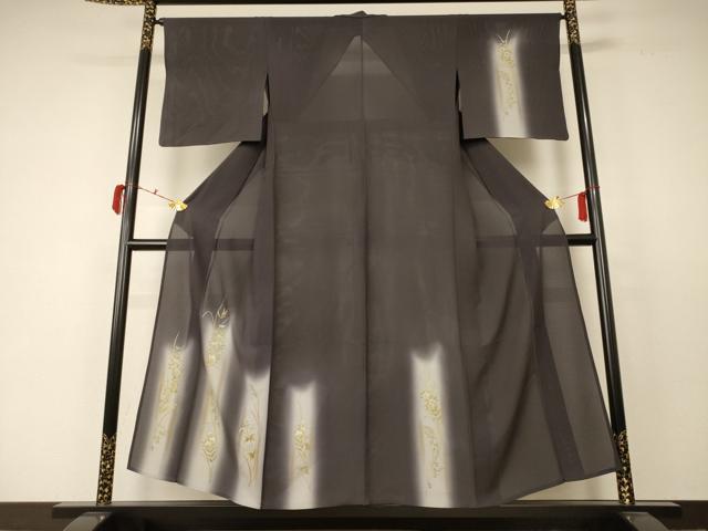 Full-Length Under-Kimono - 平和屋着物＊夏物　訪問着　絽　草花文　暈し染め　金彩　正絹　逸品　AABC6969jd