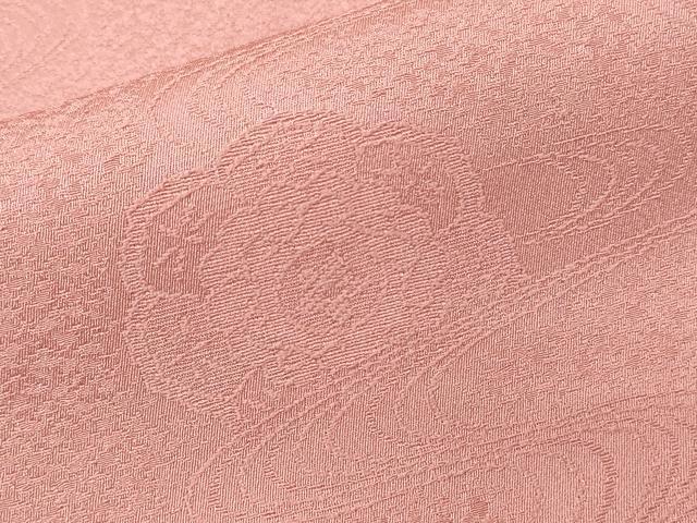 平和屋着物■色無地　流水花地紋　珊瑚色　洗える着物　CABC0077ev...