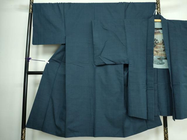 平和屋着物■男性 紬 アンサンブル 褐返色 正絹 逸品 DAAO3606ob