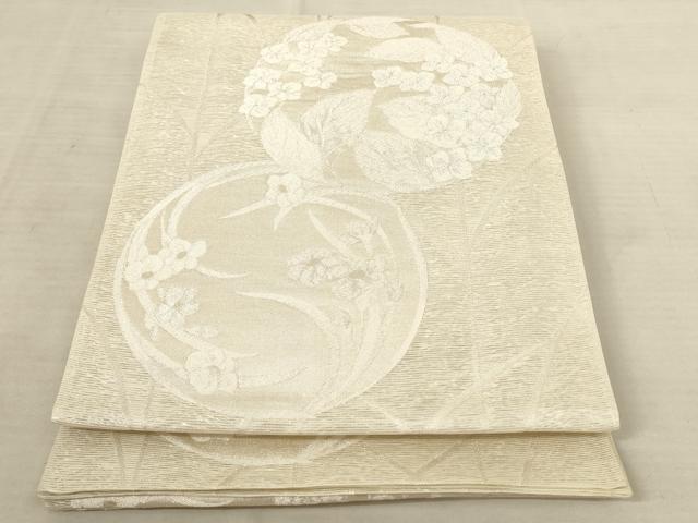 平和屋着物＊夏物　六通柄袋帯　草花丸文　銀糸　正絹　逸品　AAAU6219pf