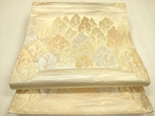 平和屋着物◎六通柄袋帯　樹林文　金銀糸　正絹　逸品　DABB7018op