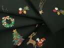 平和屋本店■極上 九寸名古屋帯 クリスマス X'mas サンタクロース トナカイ リース 黒地 金糸 逸品 DZAA4183kh5