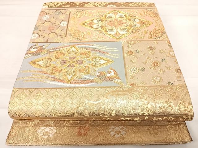 平和屋着物◎六通柄袋帯　寿祥蒔絵段文　金糸　正絹　逸品　AABD7110yx