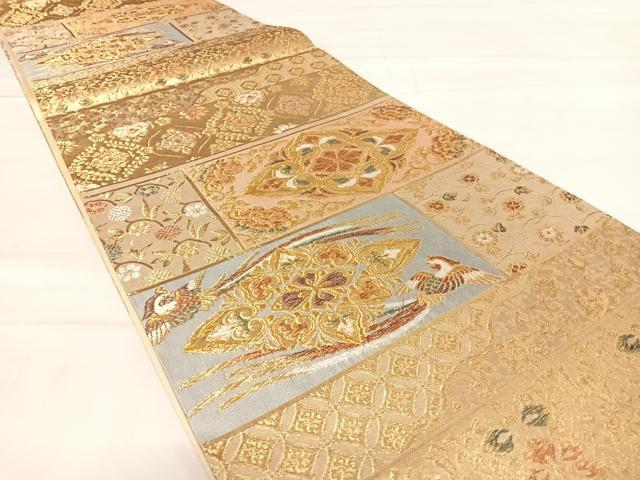 平和屋着物◎六通柄袋帯　寿祥蒔絵段文　金糸　正絹　逸品　AABD7110yx